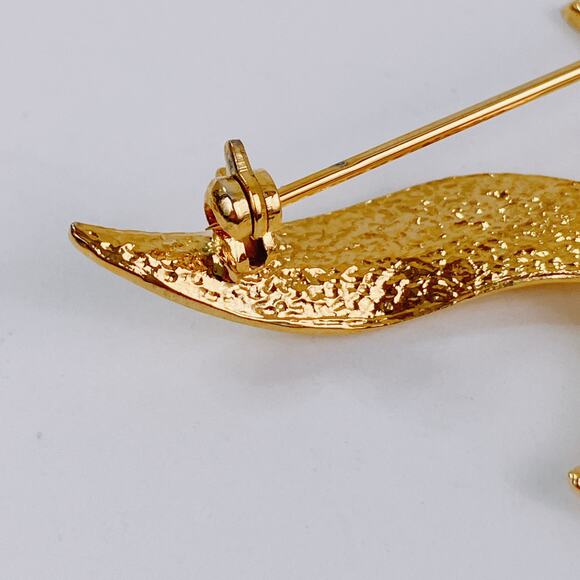 VTG Mid Century Seagull Brooch Modernist Coastal 60s Seaside Gold Tone Bird Pin - Picture 11 of 11